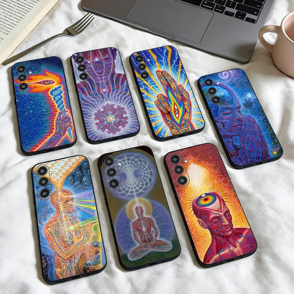 

A-Alex Grey Trippy phone Case For Samsung Galaxy A73,A72,A71,A70,A53,A52,A51,Others Soft Black Shell