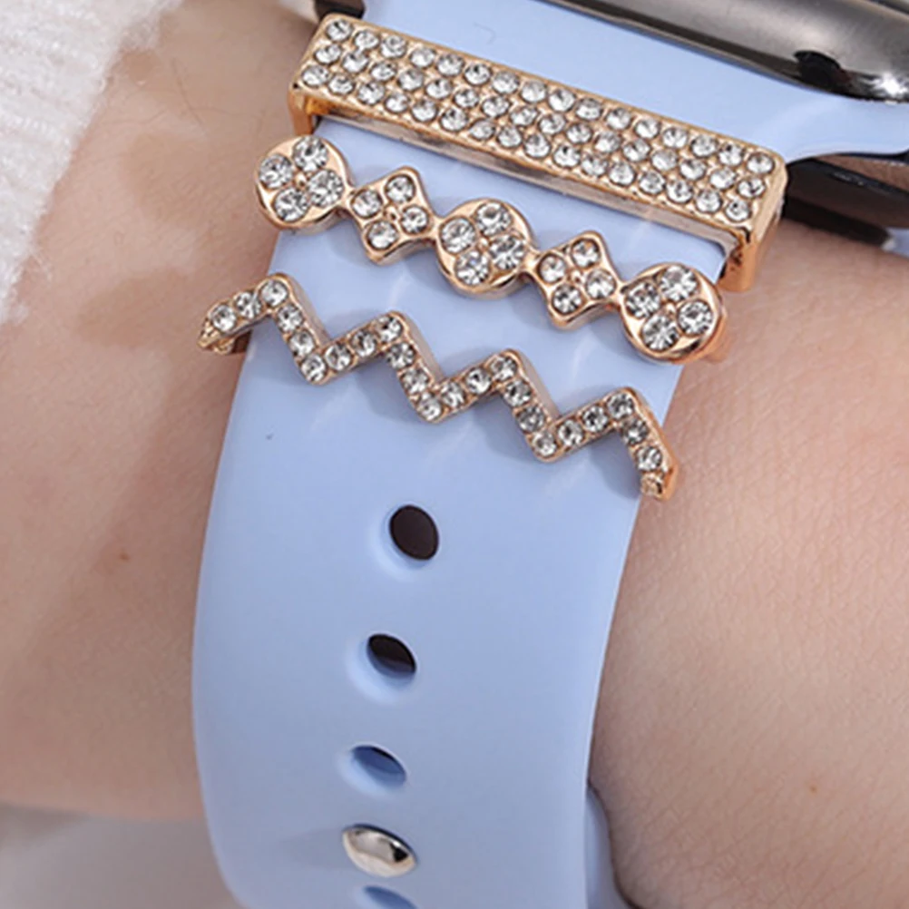 

3pcs Stylish Watch B Charms Decorative Rings for Women Fashionable Alloy Strap Silicone Bling Loops Fits Most