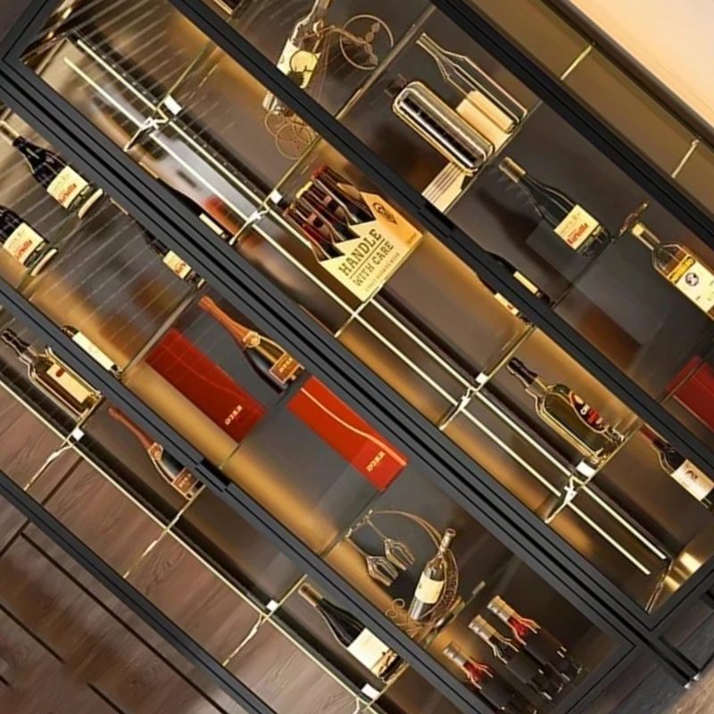

Living Room Shelf Wine Cabinet Rack Whiskey Showcase Shelves Glass Display Cabinet Open Meuble Rangement Motorhome Furniture