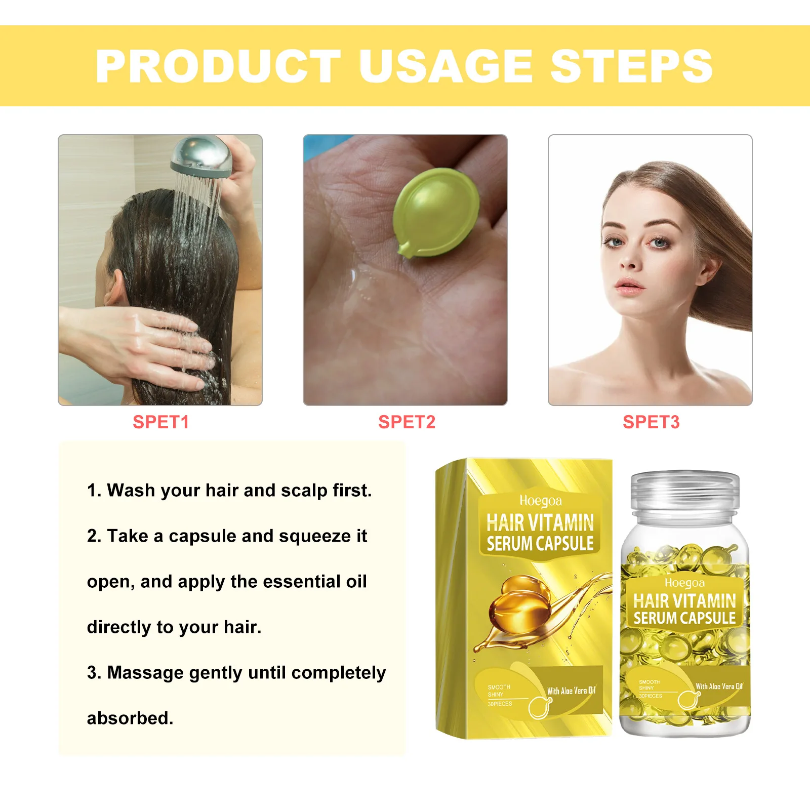 Cápsula de suero vitamínico para el cabello, masaje para mantener el crecimiento, reducir la pérdida, reparar el encrespamiento, tratamiento para mejorar el cuidado del cabello rizado, cápsula de aceite