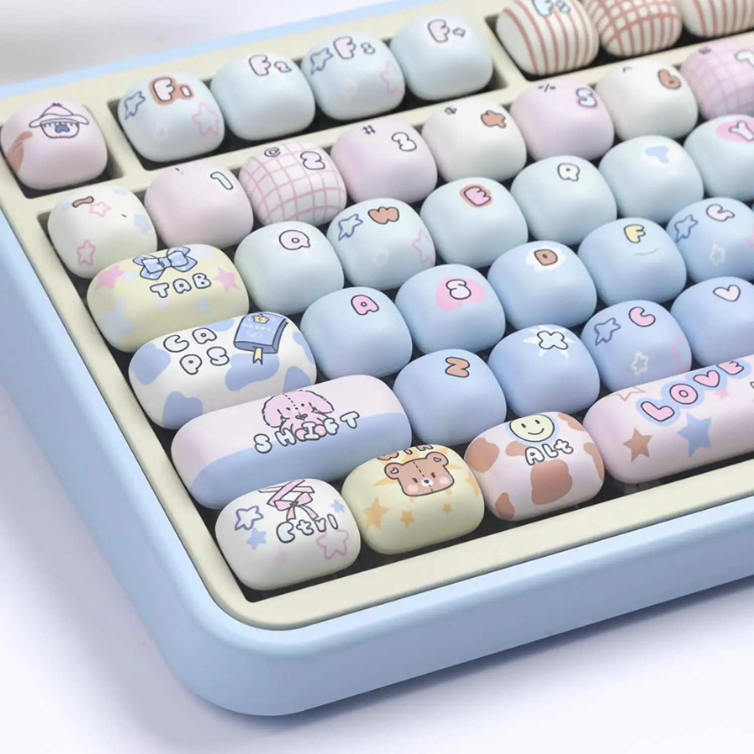 

Blue MOG Profile Keycap 139 Keys Rounded Custom Keycap Set for Mx Cherry Mechanical Keyboard 60 75 100 Percent (Blue)