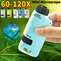 60x-120x Portable Microscope Handheld Microscope with LED Light Mini Pocket Microscope Science Toys for Kids