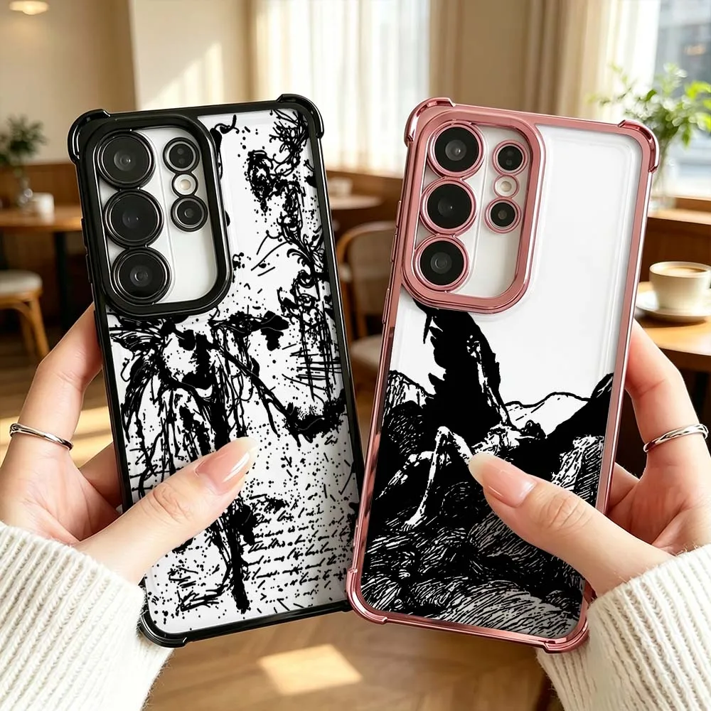 Art Fallen Angel Wings For Samsung Galaxy S26 S25 S24 S23 S22 S21 Ultra FE Plus Electroplating Anti Fall Phone Case