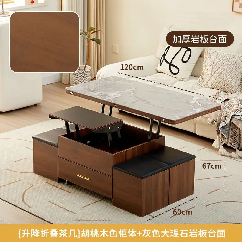 

Lifting coffee table folding mobile cart solid wood tea table tea table small apartment living room multi-functiona