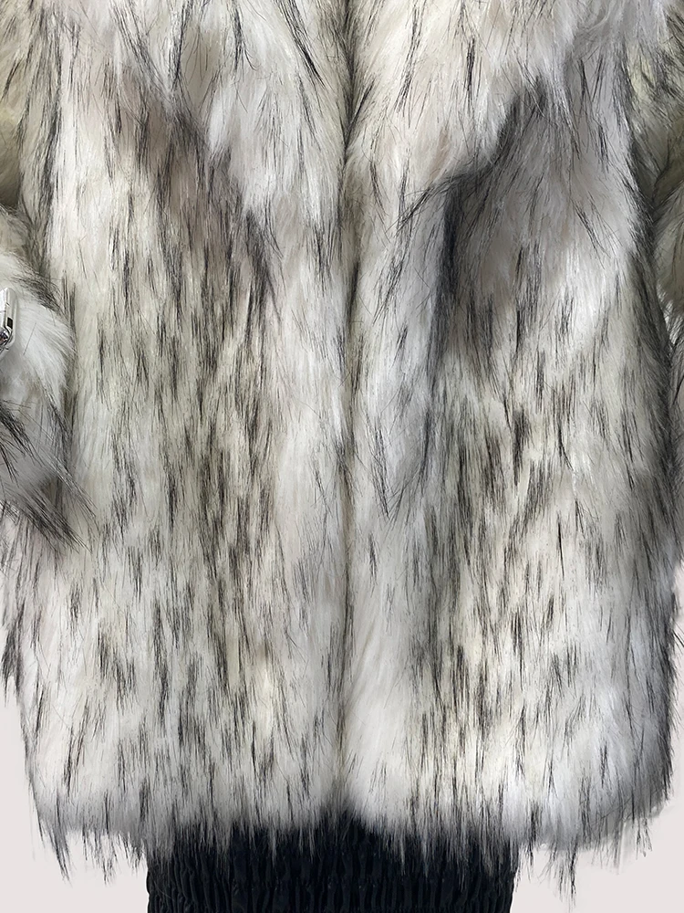 Nerazzurri Winter Oversized Shaggy Hairy Soft Fluffy Thick Warm White Faux Fox Fur Coat Women Loose Casual Runway Fashion 2024