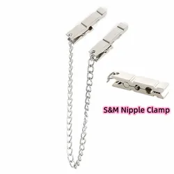 Abrazadera de acero para pezón, Juguetes sexuales con cadena de Metal para hombres y mujeres, Bdsm, Bondage, pinzas para el pecho, estimulador de clítoris, coqueteo, productos para adultos