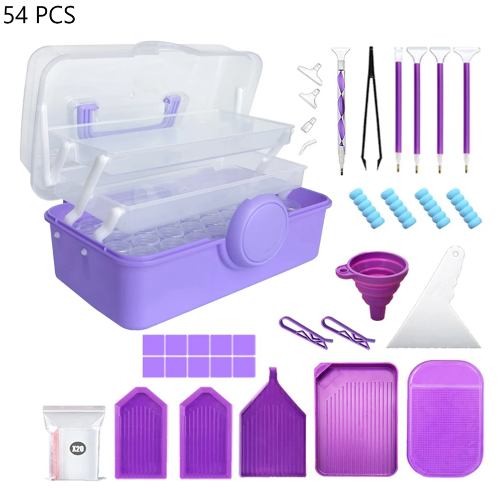 Plastic Storage Box Jewelry Storage Container Suitcase Diamond Art Painting Tools Accessories 5d Cross Stitch Kit Set