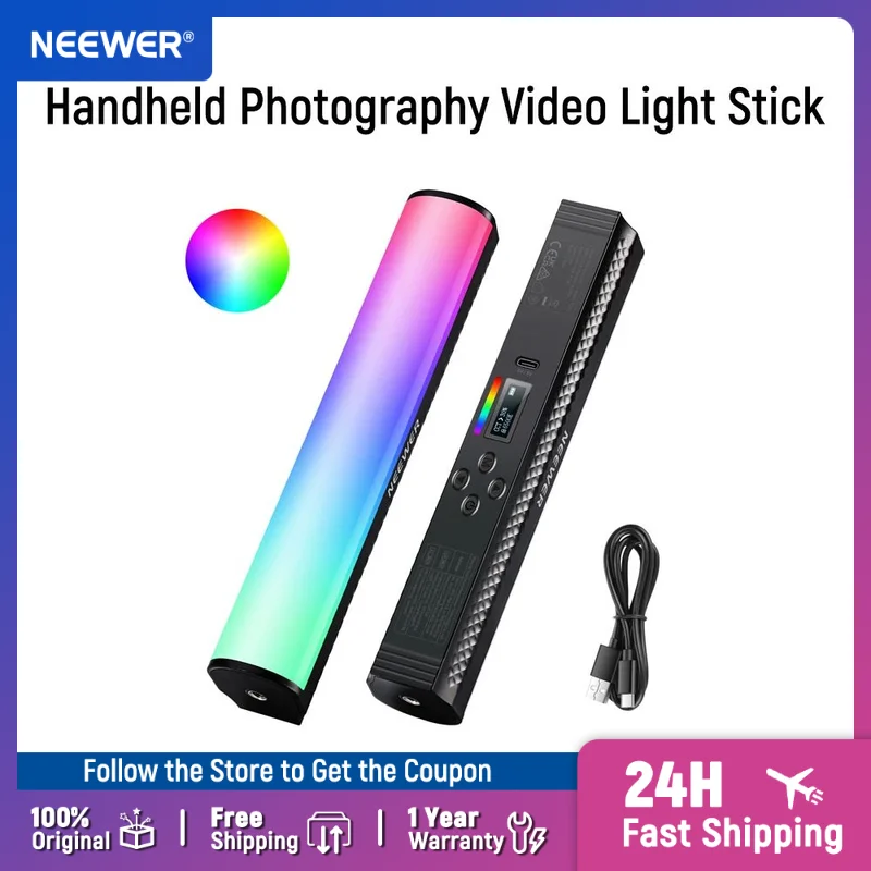 

NEEWER RGB Light Wand with APP Control Magnetic Handheld Photography Video Light Stick Dimmable CRI95+ Full Color LED Tube Bar