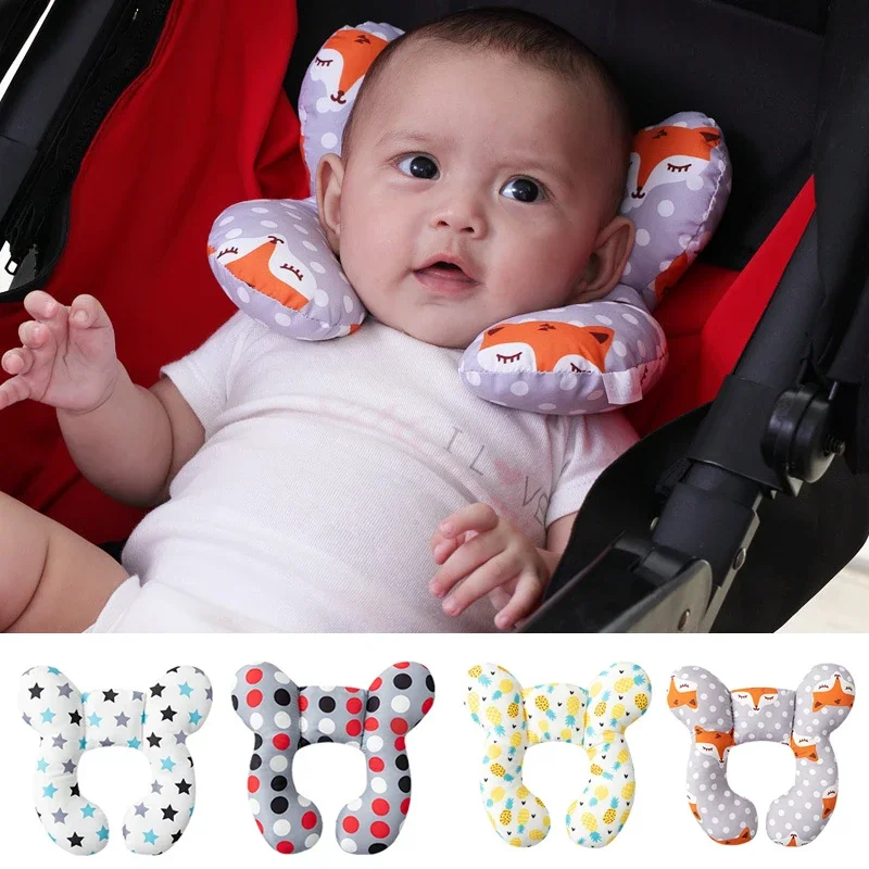 Nouveau oreiller en forme de U pour enfants de dessin animé, oreiller pour bébé en coton doux, oreiller pour bébé de voiture de voyage, oreiller de poussette multifonctionnel