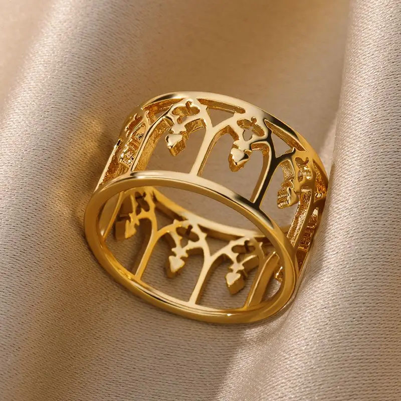 Hollow Rings For Women Men Vintage Stainless Steel Couple Ring Luxury Wedding Y2k Accessories Jewelry Anillos Mujer