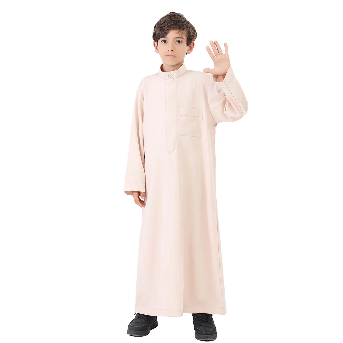 Boys Kids Islamic Muslim Juba Kaftan Robe Arabian Dubai Qatar Boy Long Sleeve Shirt Abaya Robe Dress Solid Color