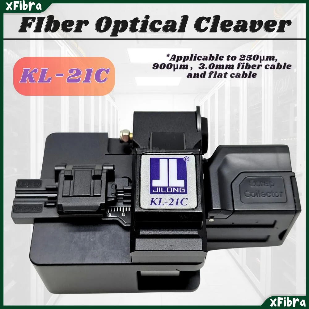 JILONG KL-21C Optical Fiber Cleaver Upgraded High-Precision Auto Offcut Bin Cable Cutter 48000 Blade Life