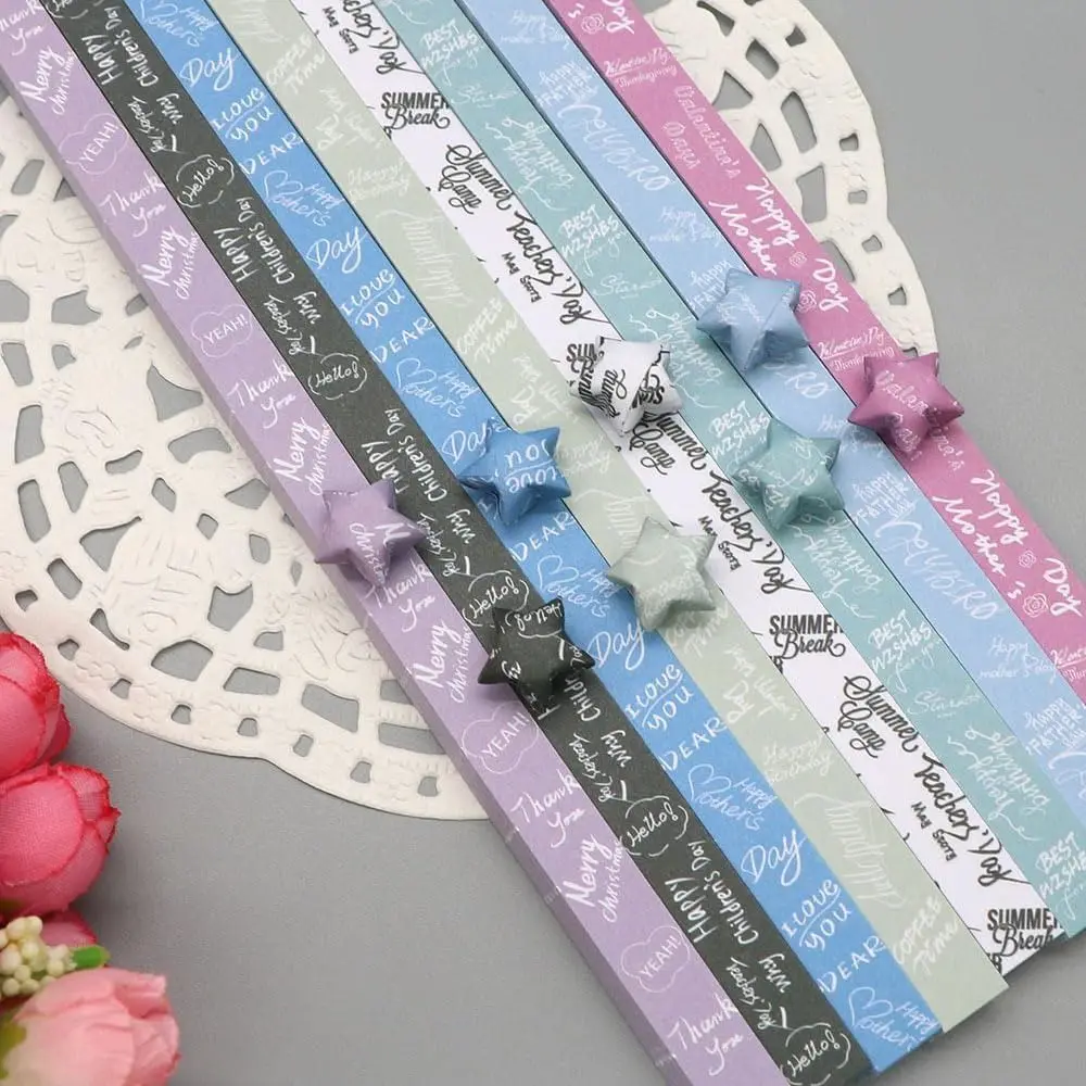 540 Sheets Colorful Star Origami Paper Cartoon Art Craft Star Paper Strip Best Wishes Single Sided Scrapbooking Home Decoration