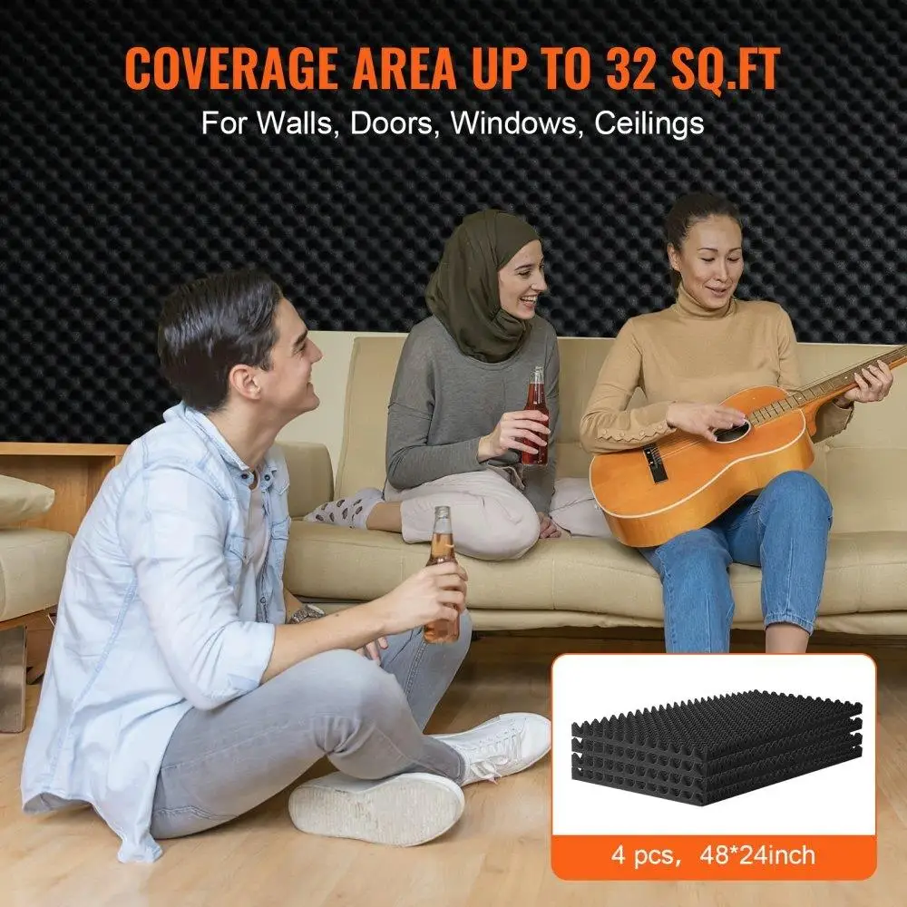 음향 폼 패널 스튜디오 벽 천장용 방음 48x24x2in 흡음 처리 4팩