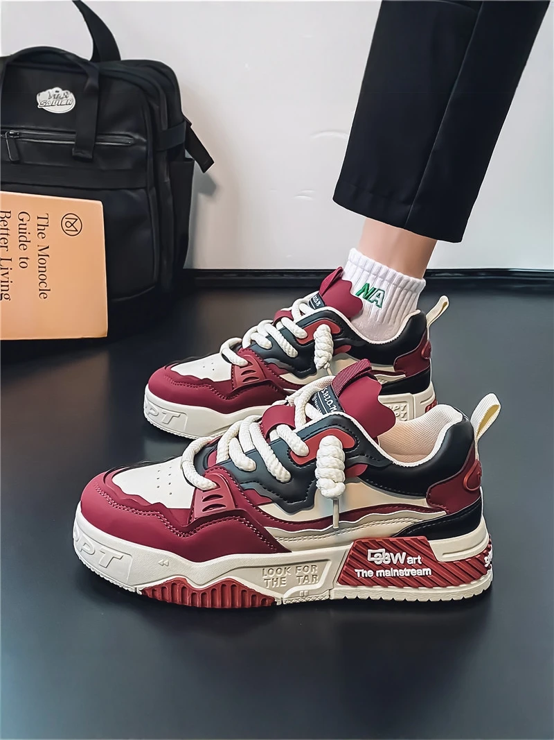 

Men's Casual oes Spring Season Versatile Design Heightening Teenage Red Sports Trendy oes Large Size 47 48 Breathable Com...