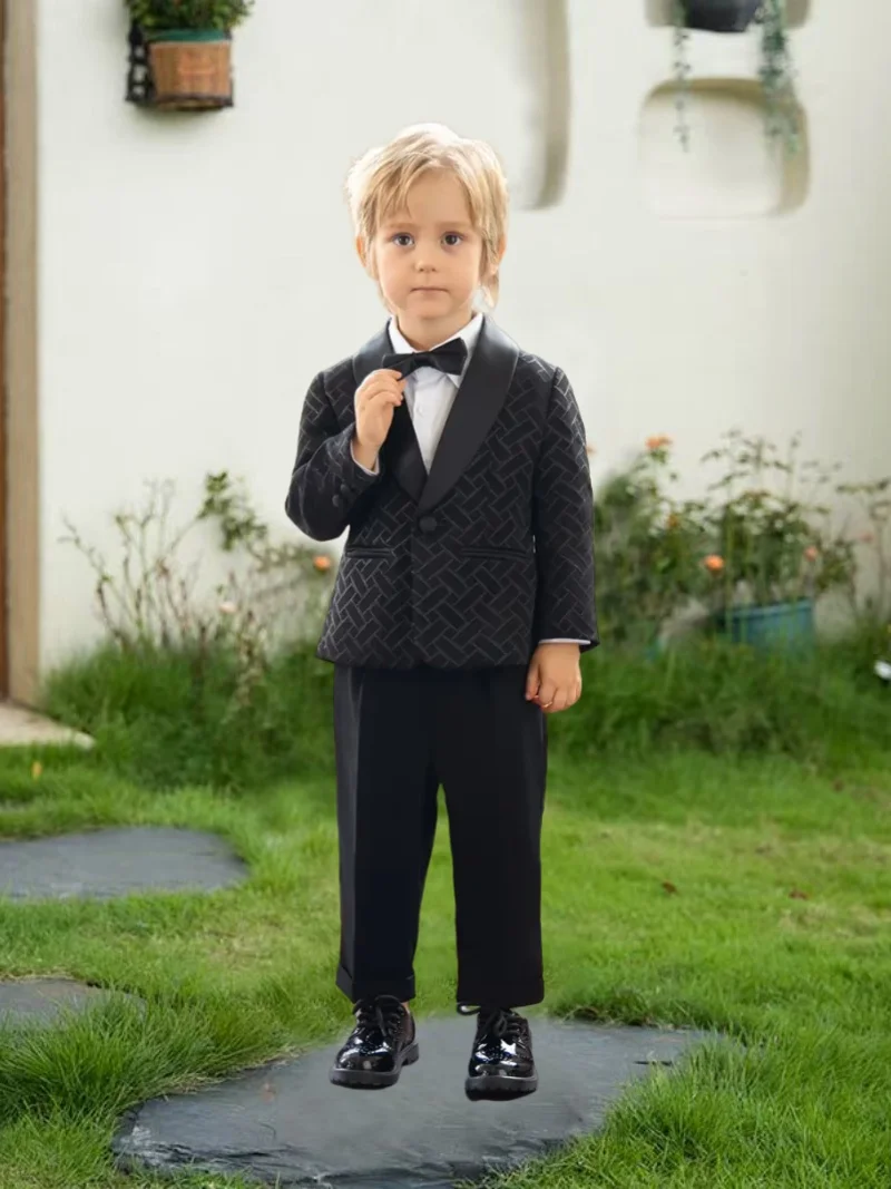 

Школьный детский британский стиль, 3 шт./компл., куртка, брюки, костюм для фотосъемки с галстуком-бабочкой, праздничное платье для мальчиков, детский свадебный блейзер