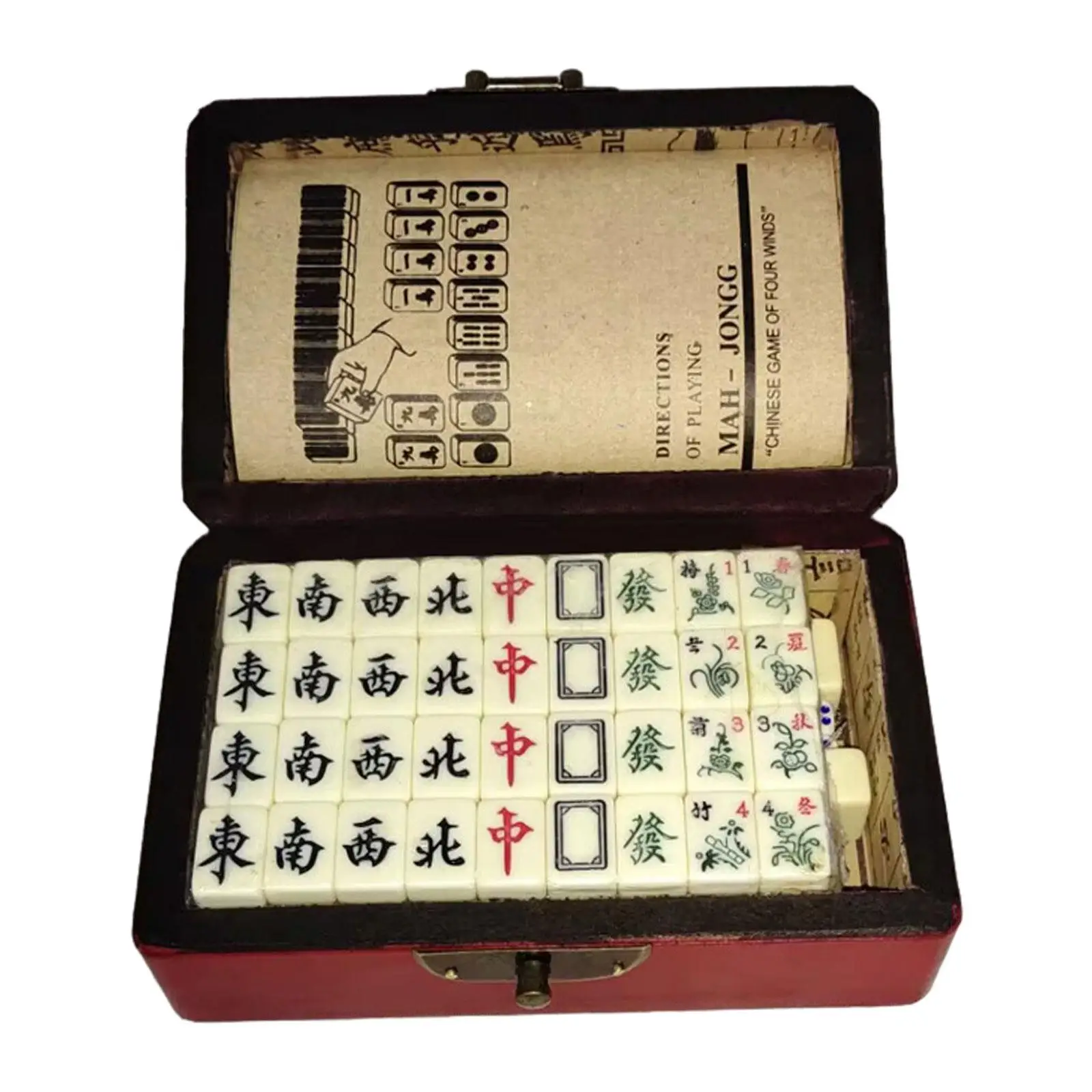 Ensemble de jeux de Mahjong chinois classique avec étui de transport, jeu de loisirs, famille, maison, fête, voyage