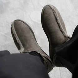 Autumn and Winter Minimalist Niche Sheepskin and Wool Flat Loafer Warm Shoes