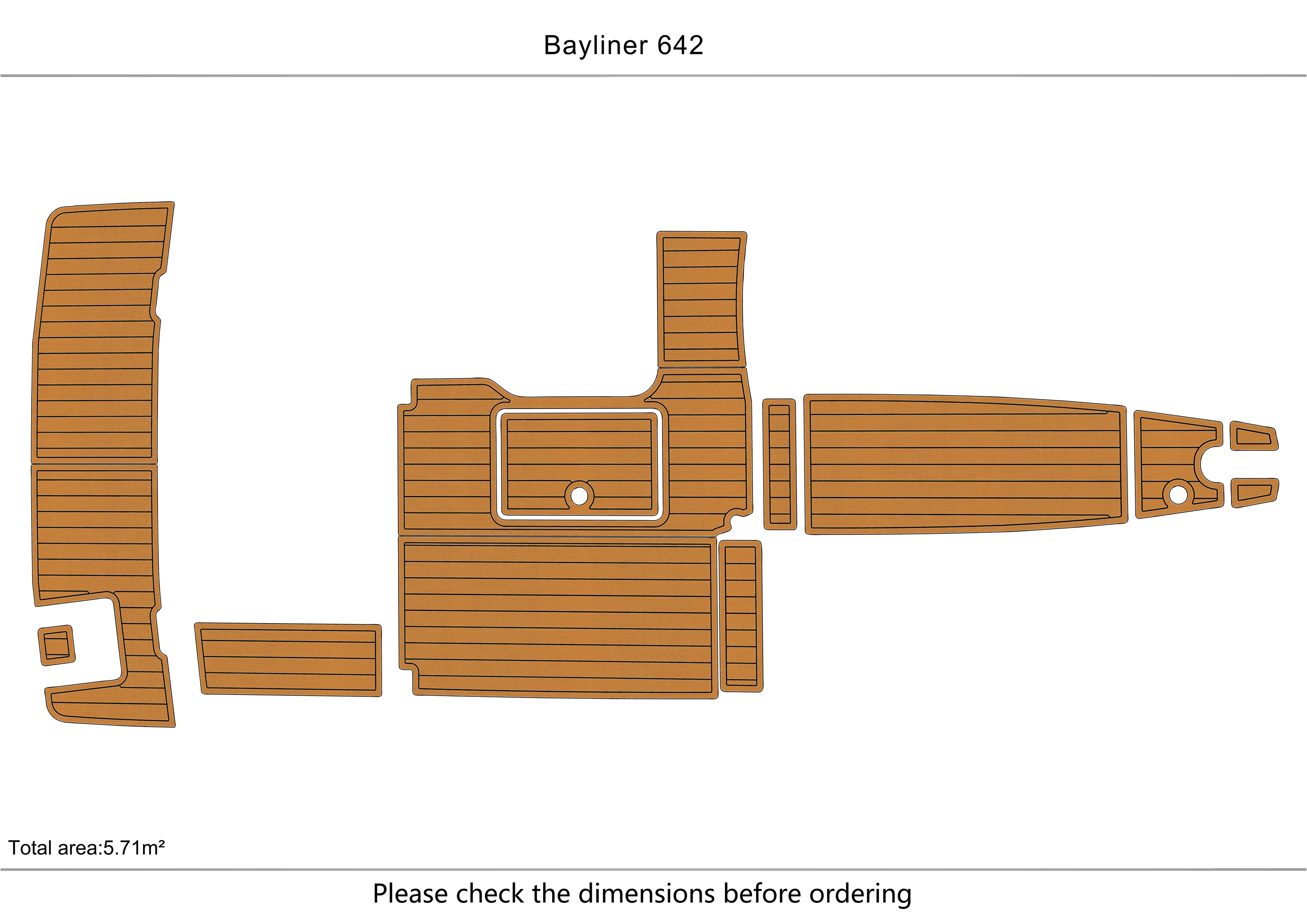 Eva foam Fuax teak seadek marine floor For 2012-2016 Bayliner 642 Cockpit Swim platform 1/4