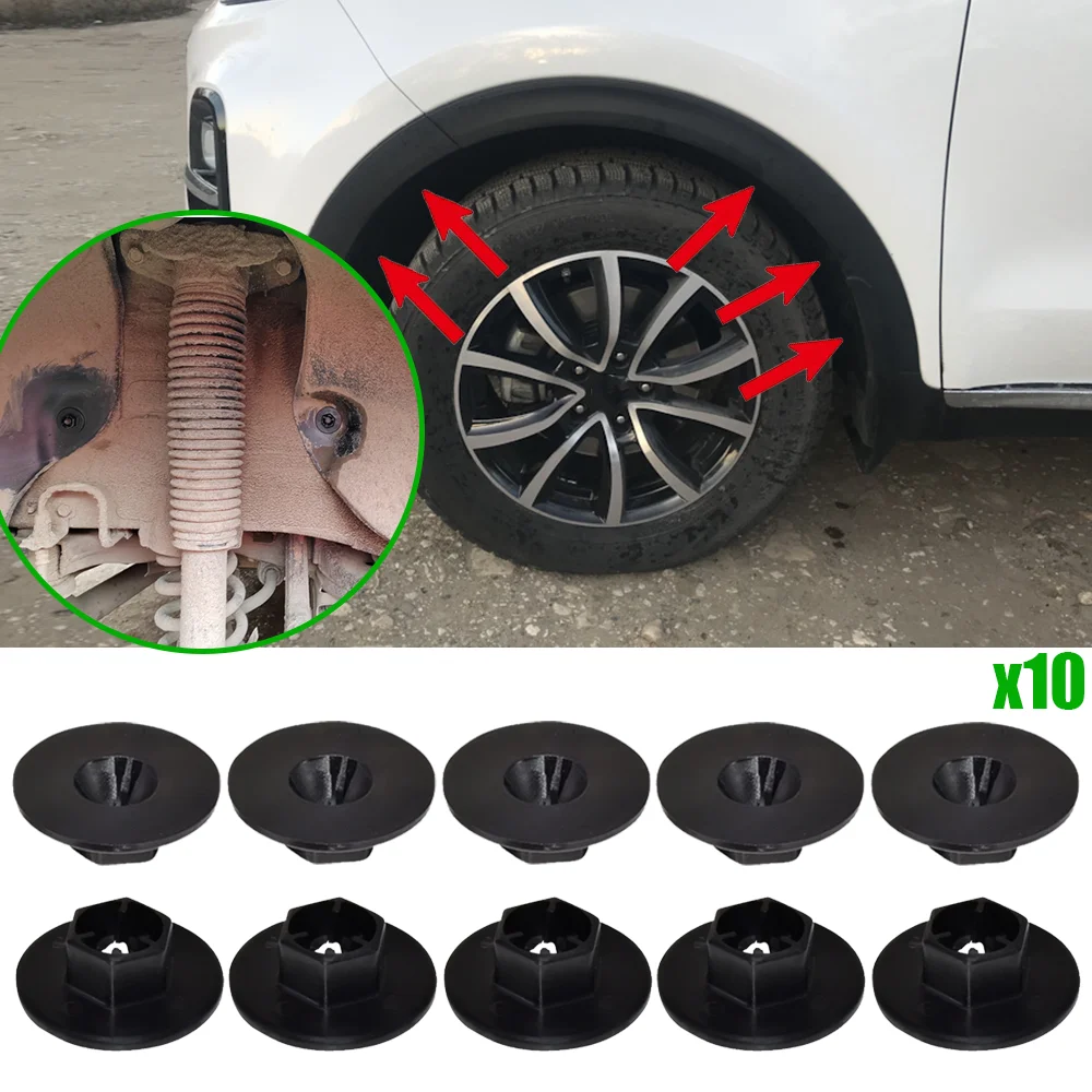 10PCS New For Hyundai Solaris 2010 2011 2012 2013 2014 2015 - 2017 Car Wheel Arch Liner Splashguard Clip Black 84145-26000