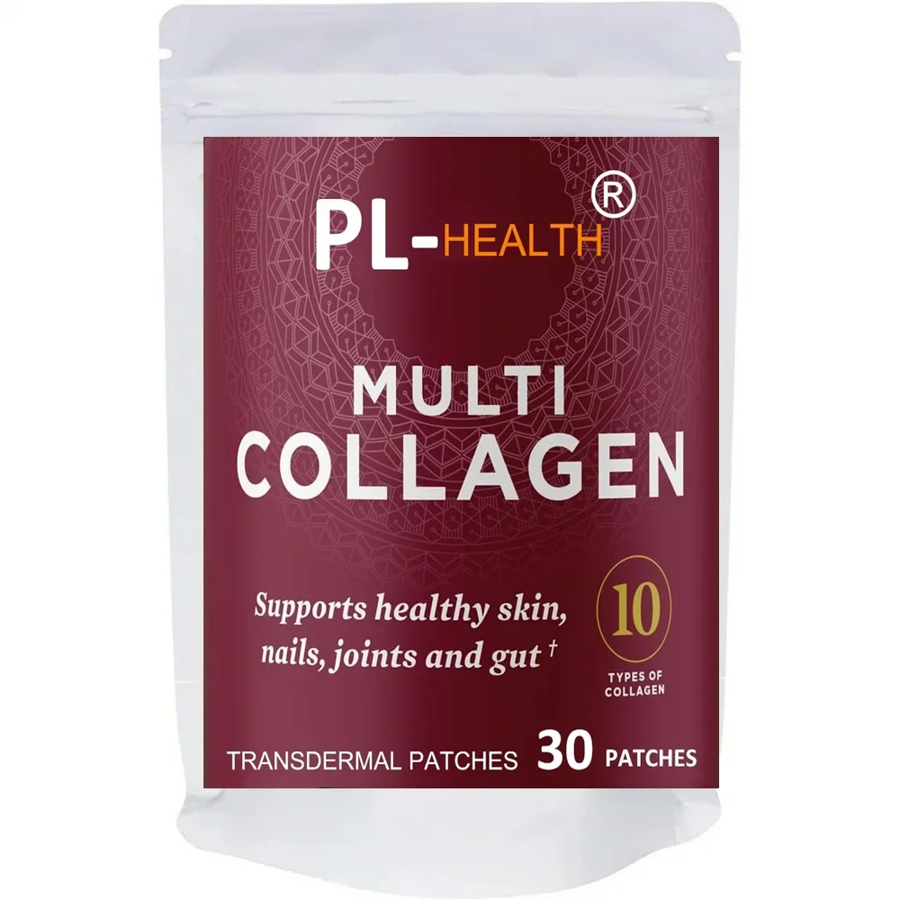 

30 Patches Collagen Peptides Transdermal Patches Types I, II, II, V & X, Supports Healthy Skin and Nails, Gut Health and Joints