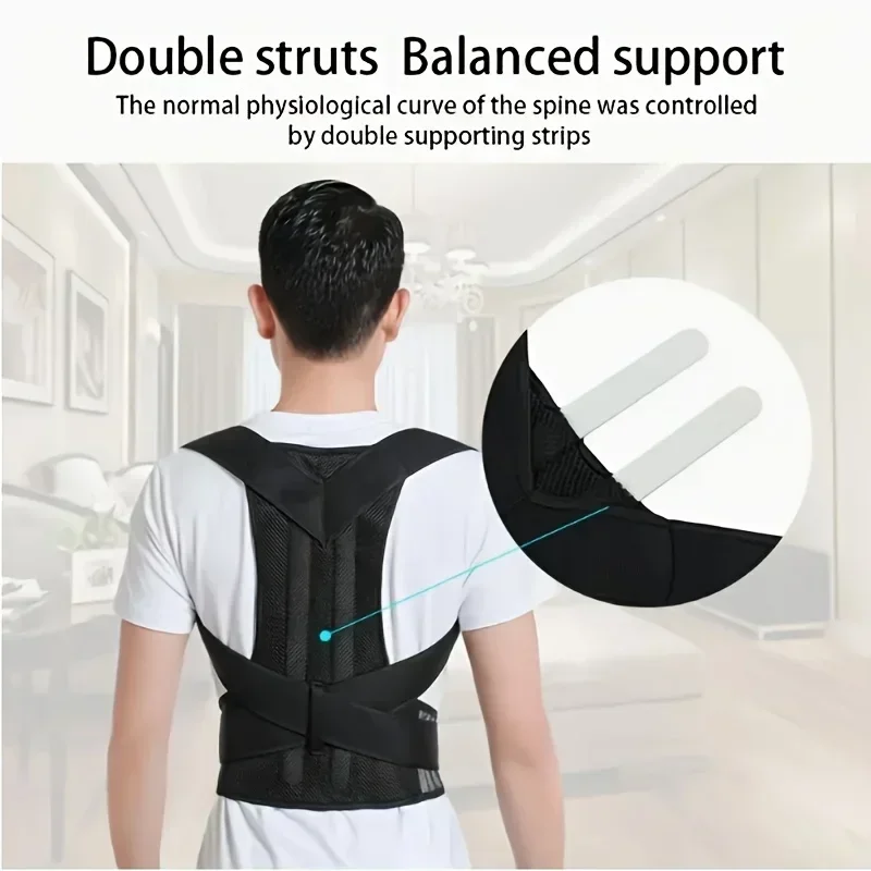 Humpback corrector for adult men, invisible straight back posture belt, corrects spine, improves round shoulder and back gallery 2