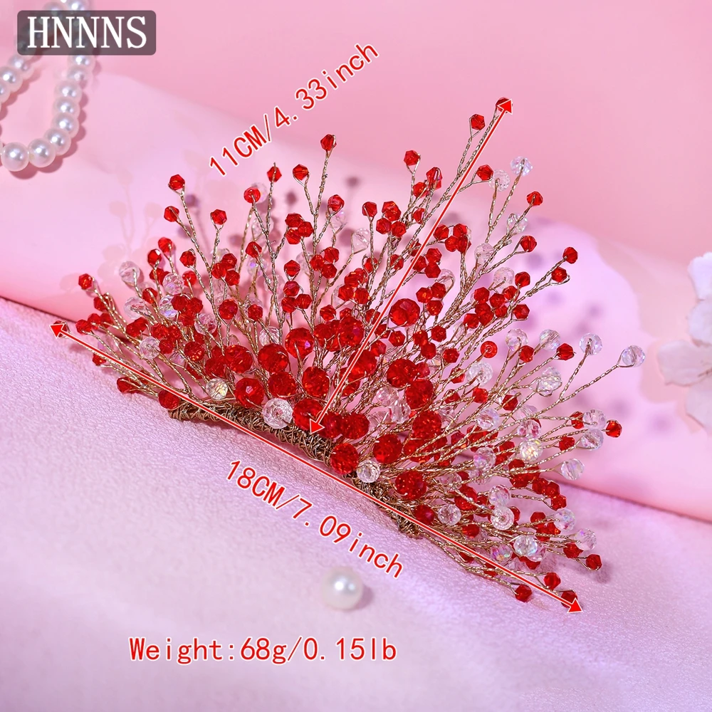 HNNNS Wedding Crown Headdress Crystal Hair Comb Handmade Beaded Side Comb Cute And Sweet Headpiece Princess Hair Tiara A326