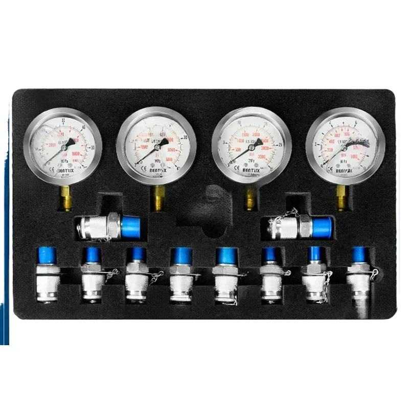 NEW 16-Joint Excavator Pressure Gauge Test Kit, Professional Measurement Toolbox For Hydraulic Machinery