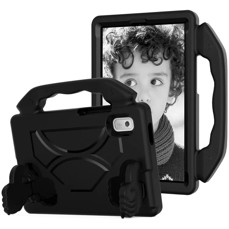 

For Lenovo Tab M9 EVA Tablet Case Foldable Thumb Kickstand Anti-drop Cover with Handle Grip - Black