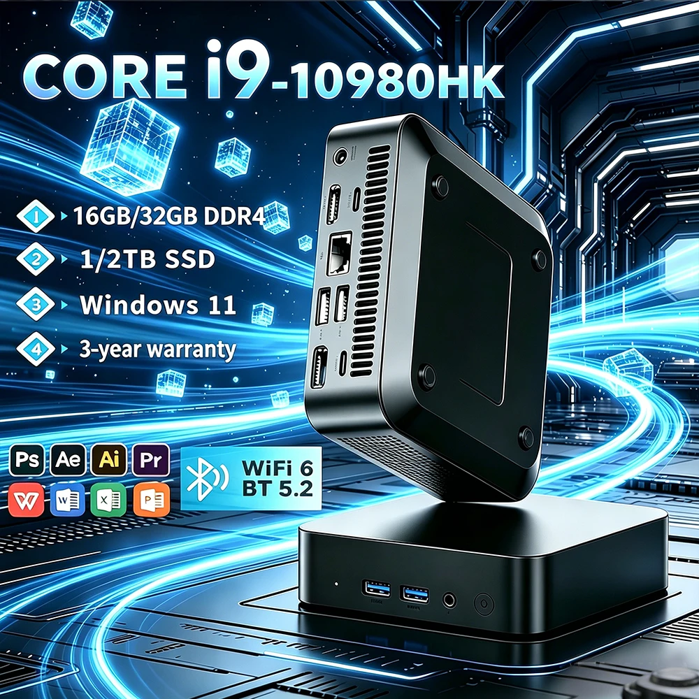 

2026 Mini PC Windows 11 Pro Core i9-10980HK 16GB/32G DDR4 1TB/2TB SSD PC Gamer Computer Dual WIFI 6 BT5.2 4K HD Gaming Desktop