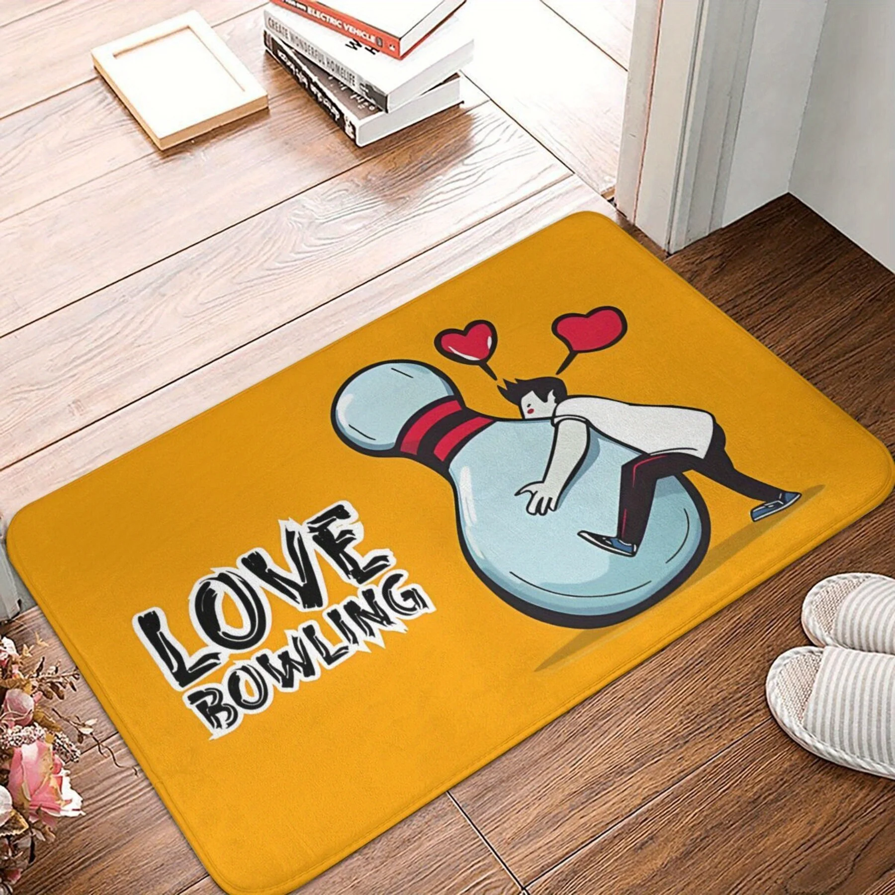 Novelty Love Bowling Door Mat Welcome Mat Entryway Floor Mat for Home Utility Rug Decorative Indoor  40x60cm
