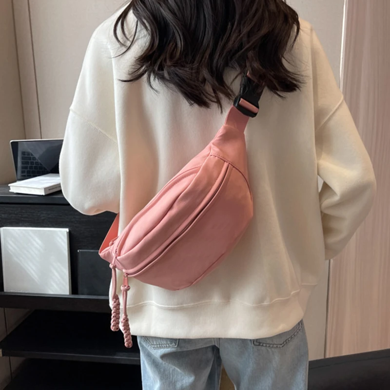 Summer New Women\'s Bag Large Capacity Casual Nylon Crossbody Bag Dumpling Bag High Grade Solid Color Shoulder Bag