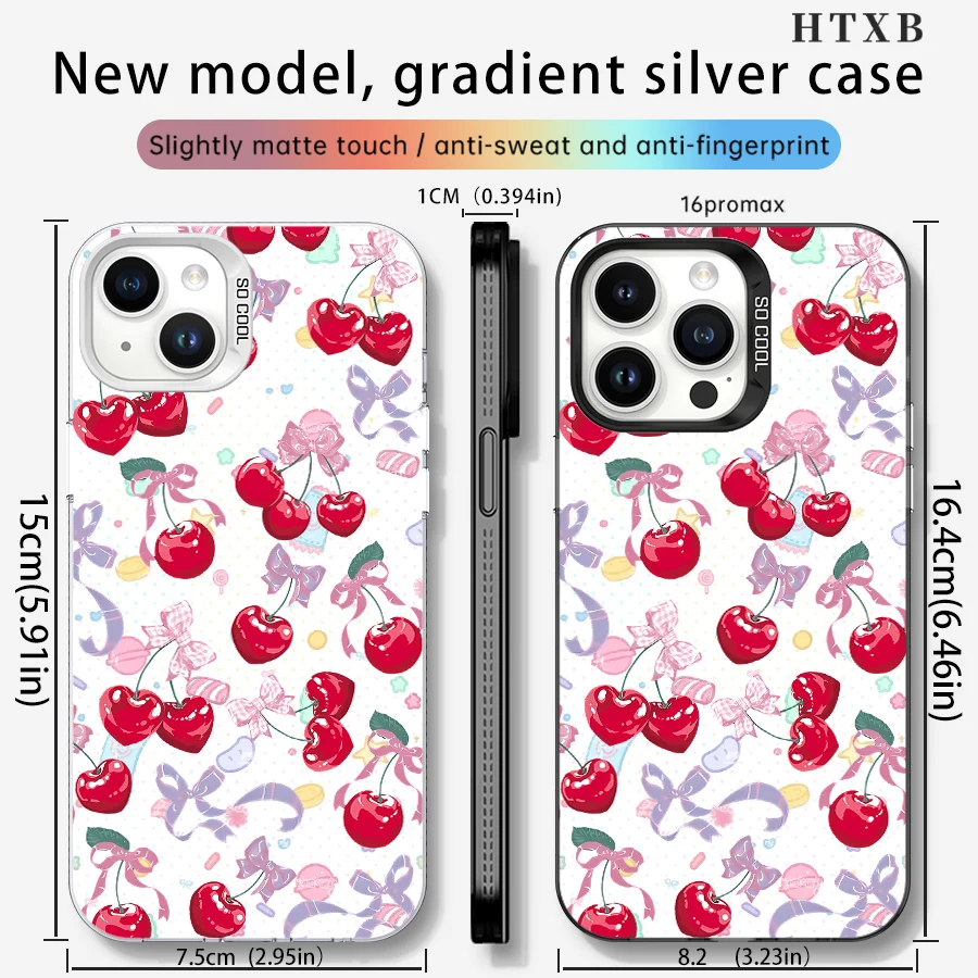 أزهار الكرز الحمراء الساطعة والقوس الأزرق الفاتح لهاتف iPhone 17 إلى 11 Pro Max Plus