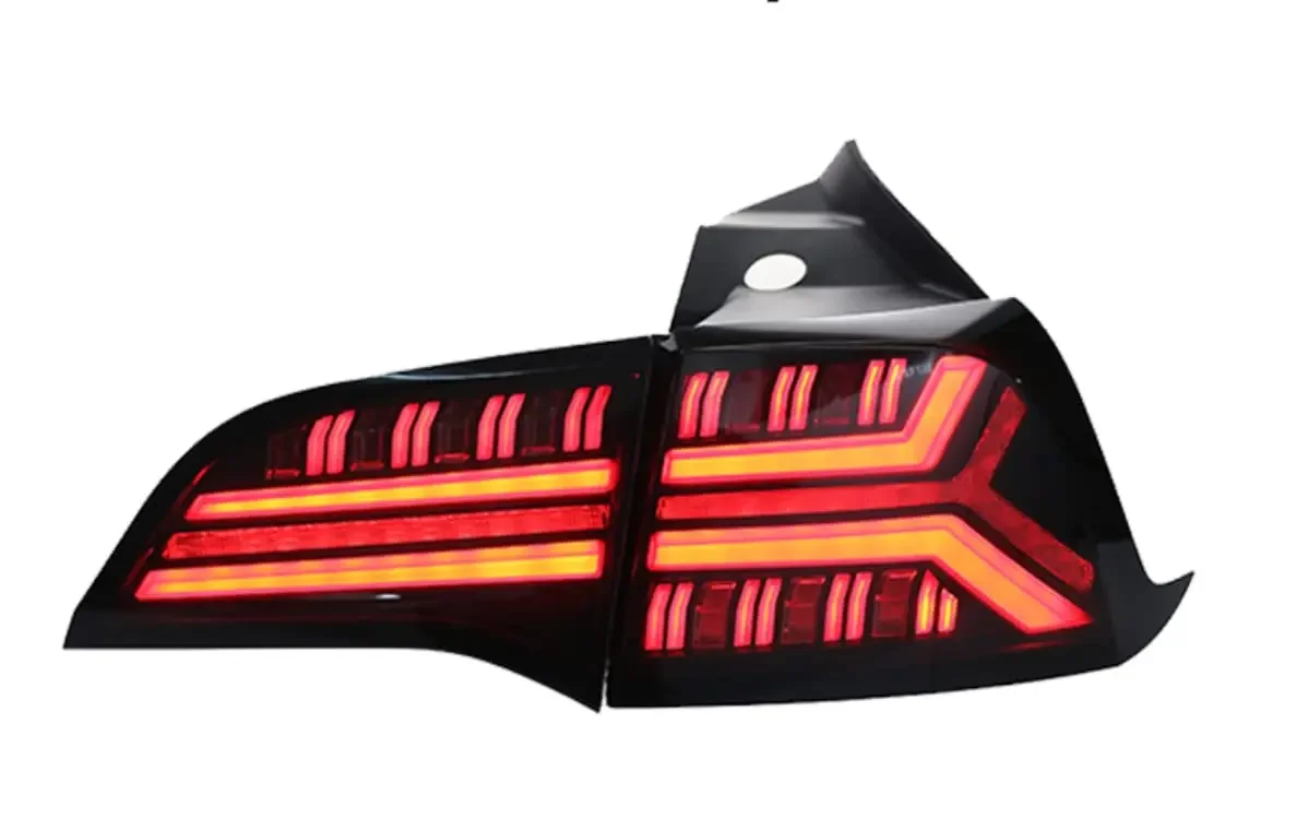 Car Reverse Tail Lamp Dynamic Turn Signal Light Tail Lamp Assembly Fishbone Taillamp for Model Y Model 3 2019 to 2024