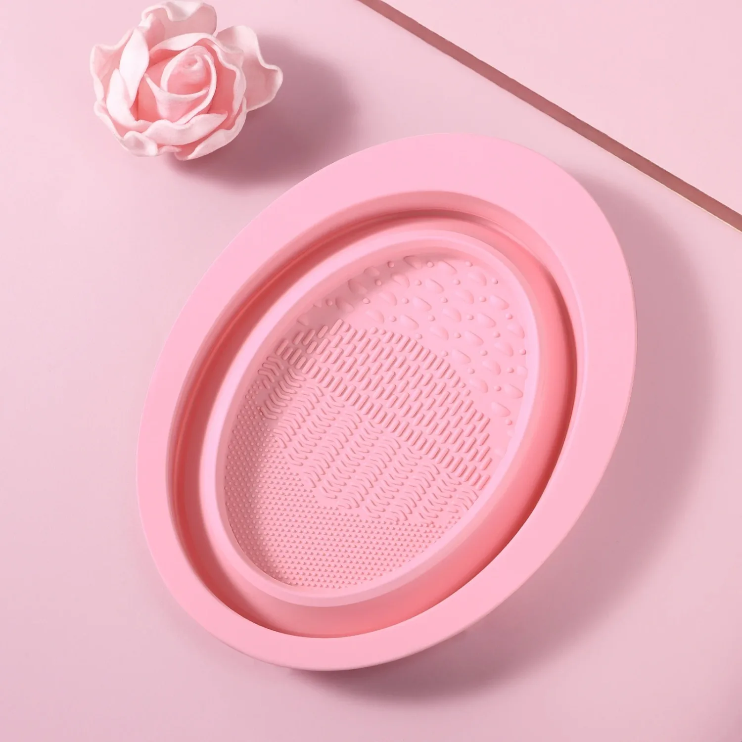 3pcs Makeup Brush Cleaning Tool, Silicone Brush Cleaner Pad Foldable Portable Cleaning Bowl For Makeup Brushes