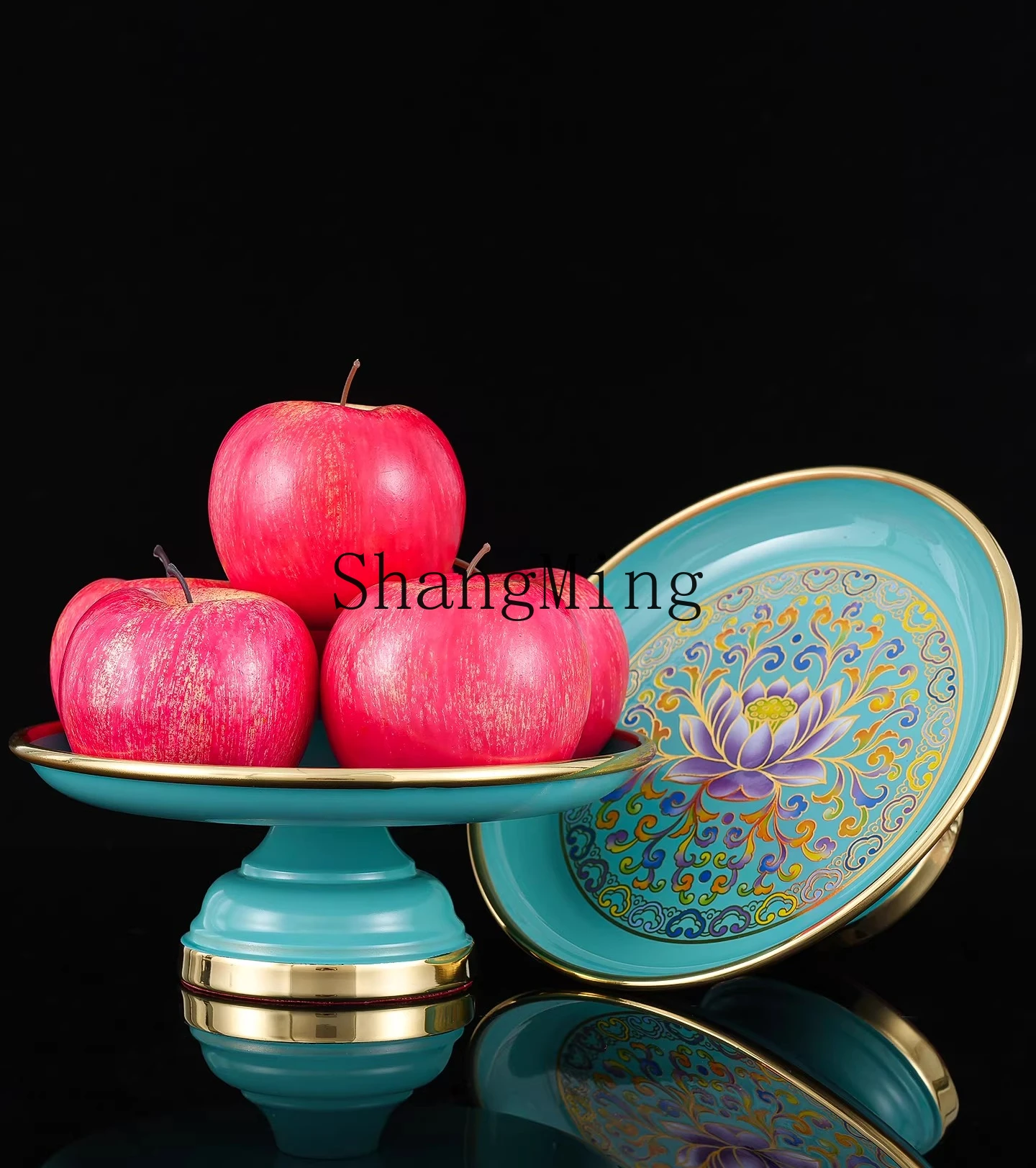 

PYH pure copper cloisonne fruit plate fruit plate household Buddha before offering Guanyin lotus offering high foot plate
