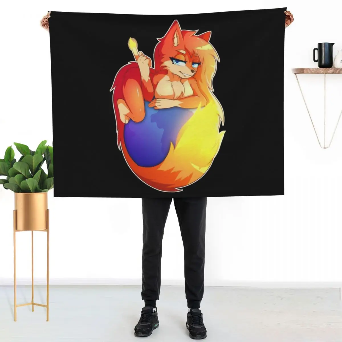 

FireFox Furry Throw Blanket Spring Fall Cozy Throw Blanket for Couch