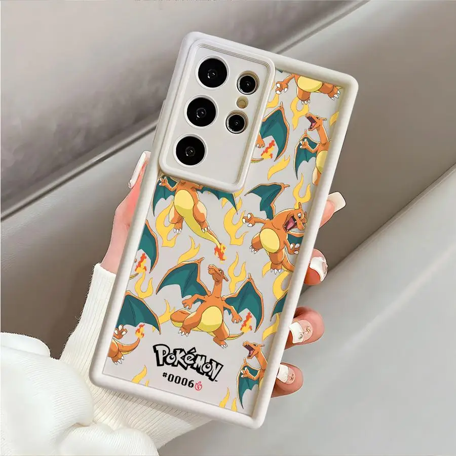 Cartoon Fire C-Charizard Silicone Case for Samsung Galaxy S23 S24 S25 Ultra S22 S20 FE S21 Plus Note 20 Shockproof Phone Cover