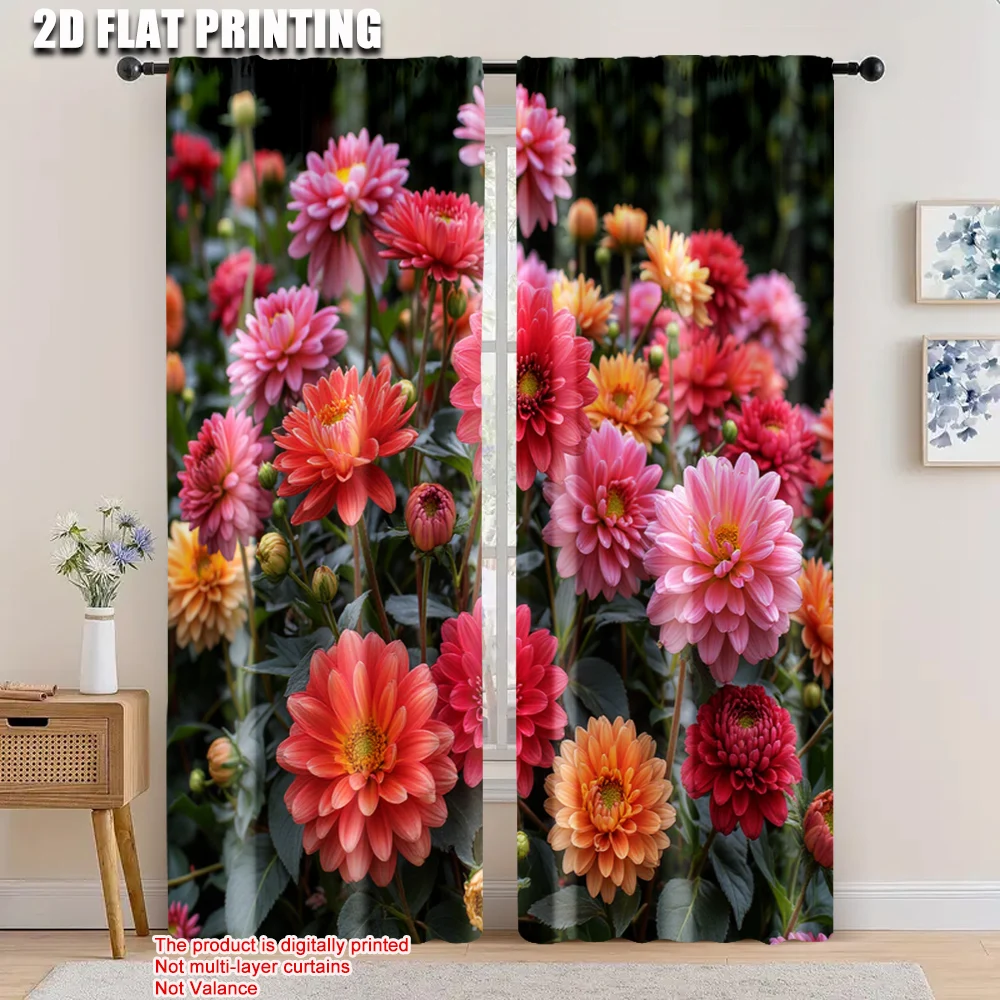 

2pcs, 2D flat printing Curtains flowers plants Fabric,Without Electricity Festive Wall Decor Use for Multipurpose Various Event