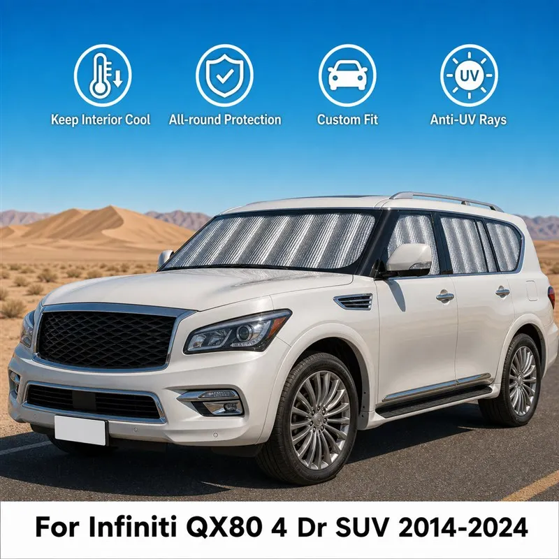 

For Infiniti QX80 4 Dr SUV 2014-2024 Full Set Car Window Sunshades UV Block Privacy Heat Insulated Foldable Car Curtain