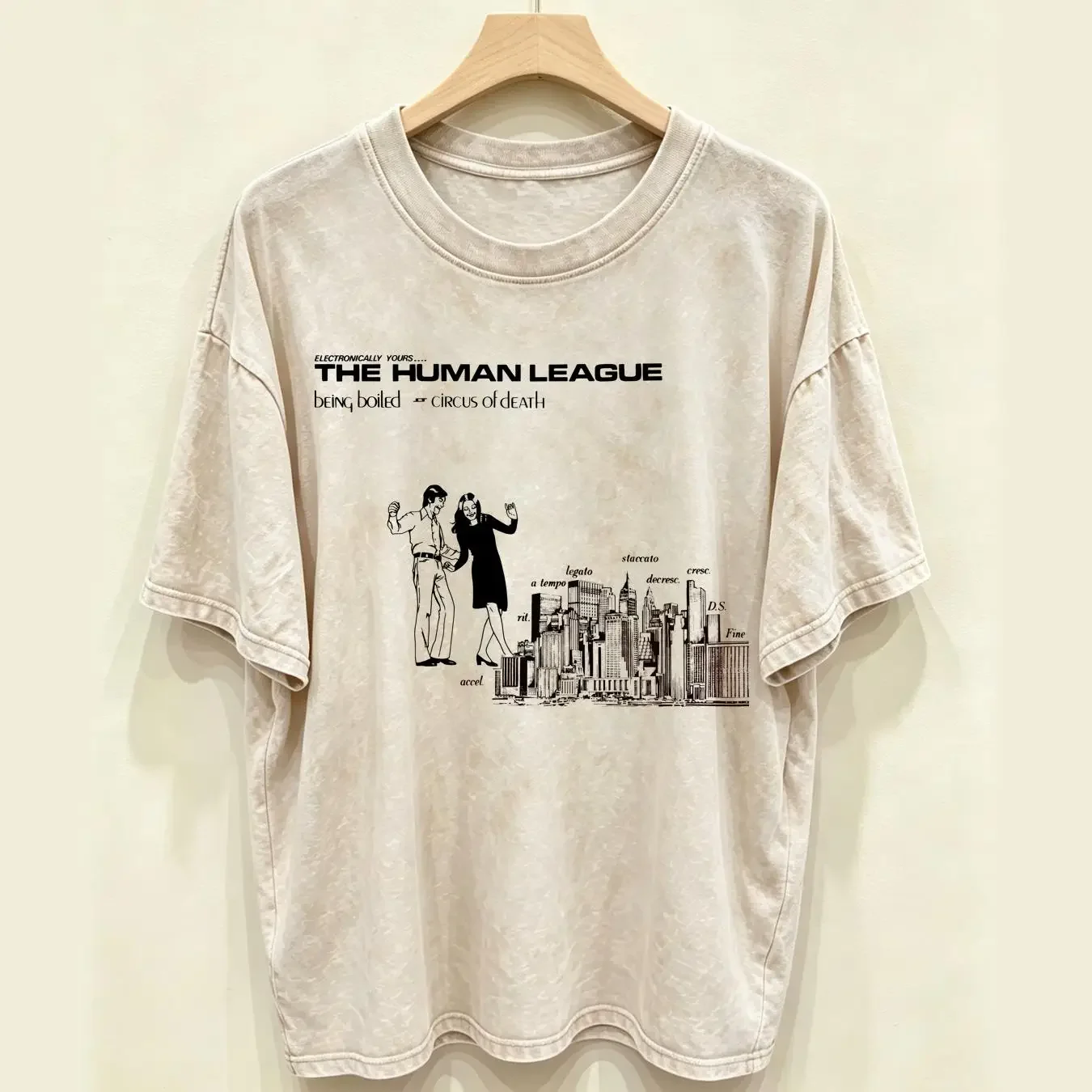 washed T Shirt HUMAN LEAGUE 'Being Boiled' heaven 17 cabaret voltaire long or short sleeves vintage Washed fashion Versatile