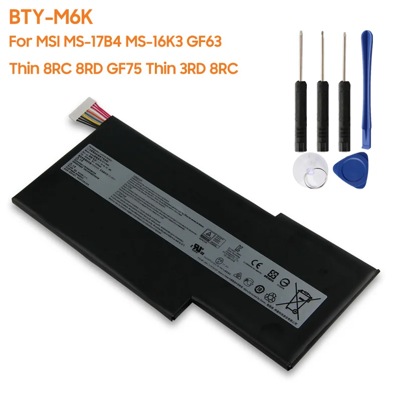 

4600mAh New Replacement Battery BTY-M6K For MSI MS-16R1 MS-16R3 Series GF63 10SCSR 10SCXR MS-17B4 MS-16K3 GF63 Thin 8RC 8RD GF75