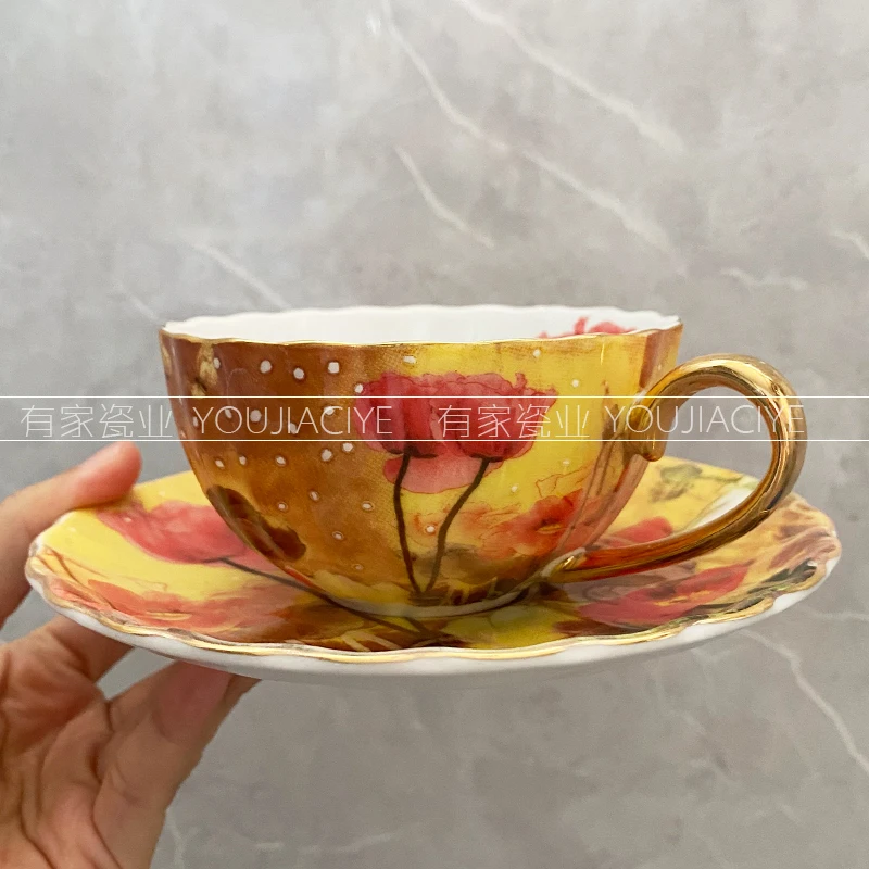 Retro Coffee Cup and Saucer Creative Classical English Afternoon Tea Flower Tea Set Service A Cafe Complet  Vajilla Porcelana