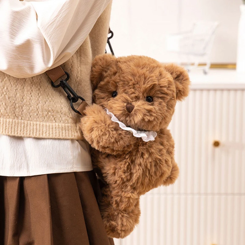 

Cute Bear Plush Backpack Kawaii Fashion Plushie Doll Fur Bag Children's Bag Shoulder Bag Mini Knapsack Bags Gifts For Girlfriend