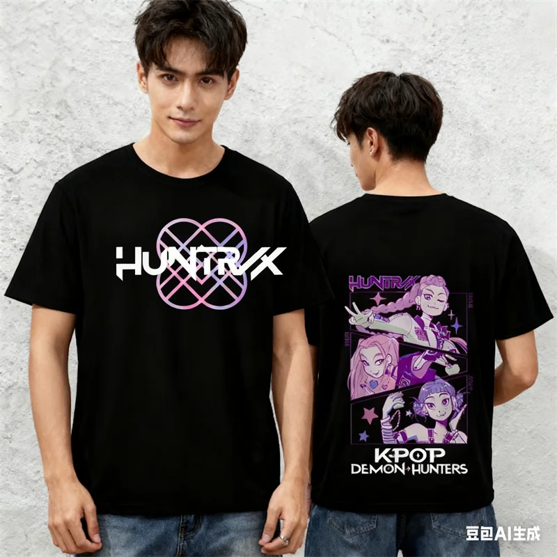 

Fashion Kpop Demon Hunters Pattern Couple Outfits 3D Printed Crew Neck Short Sleeve Tops Trend Hip Hop Harajuku Unisex Clothing