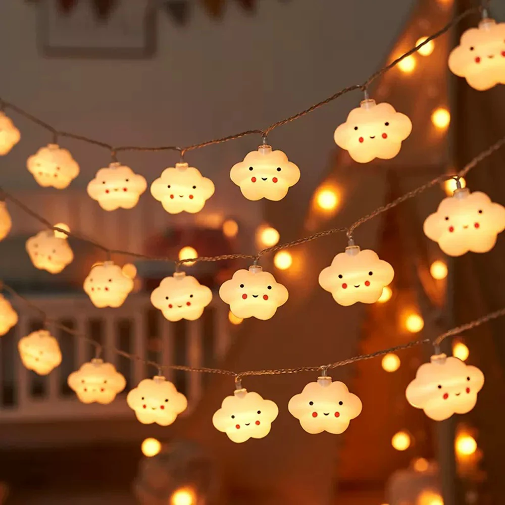 USB/Battery Operated Cute Cat Paw Rocket Cloud Fairy LED Light String Christmas Garland for Birthday Party Wedding Bedroom Decor