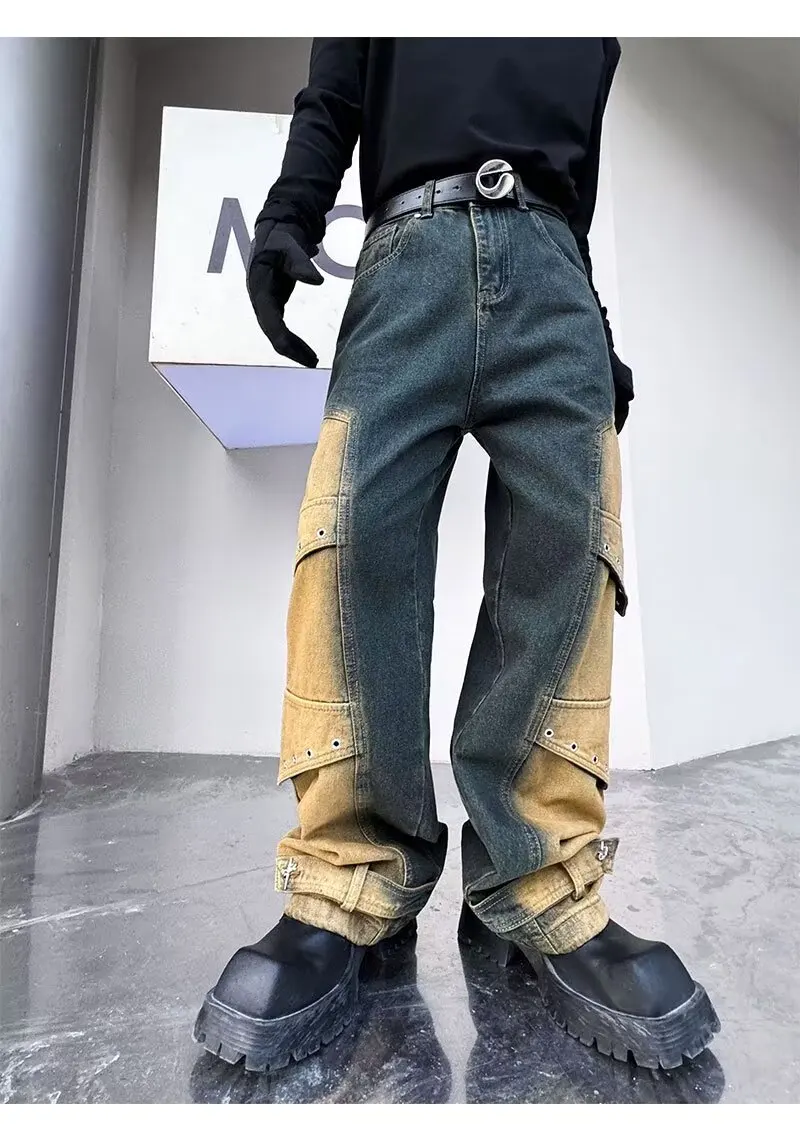 2024 Pantalones y2k Streetwear Vintage blau baggy neue Jeans Cargo hose für Männer Kleidung gerade weites Bein Hip Hop Jeans hose – Detail 8