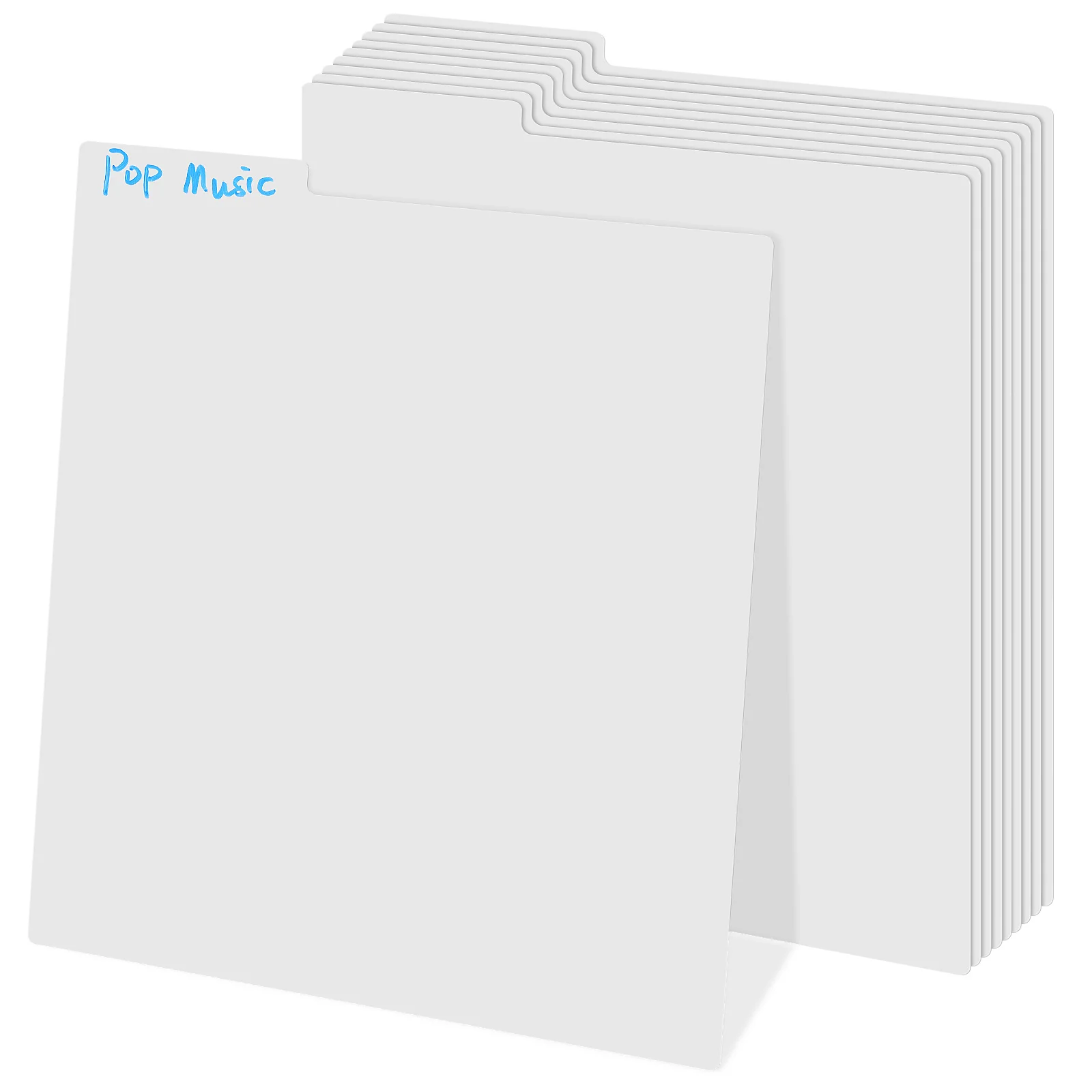 

10pcs Vinyl Record Dividers White Color Round Corner Sturdy PP Material Bookshelf Boards Shelves Storage Organizer Tabs