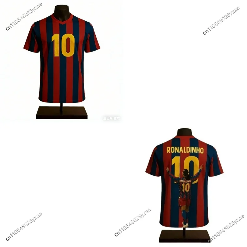 2026-barca-stripe-ronaldinho-camiseta-de-futebol-com-10-estampas-confortavel-respiravel-esportiva-de-verao-elegante-roupa-infantil-adulto