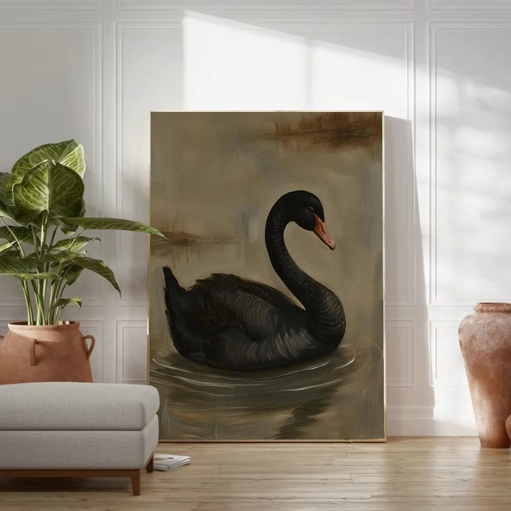 امرأة فيكتورية قراءة البجعات الكتب الغراب المشارك العثة الورود البيضاء الرسم على لوحات القماش الجدارية طباعة الظلام الأكاديمية ديكور المنزل #4